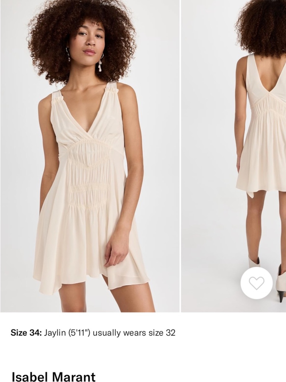 Isabel Marant Natalia Dress in Ercru - Light Cream V-Neck Sleeveless Mini Dress